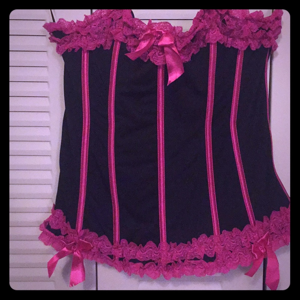 Hot Pink and Black Ruffled Corset